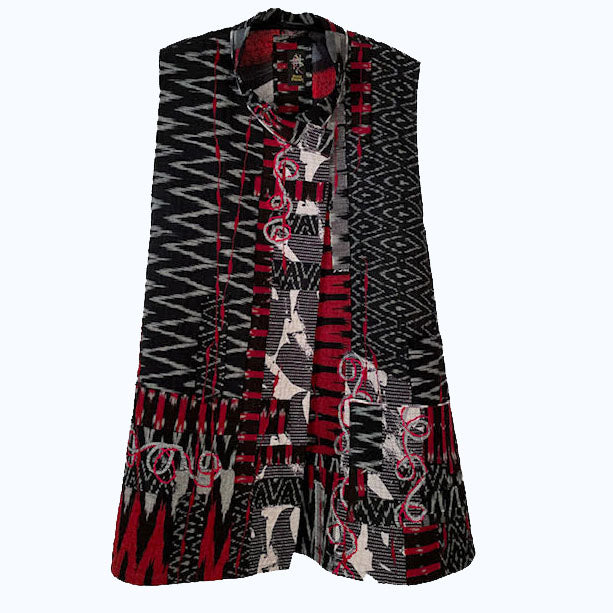 Diane Prekup Vest, Market, Red/Black Ikat, L