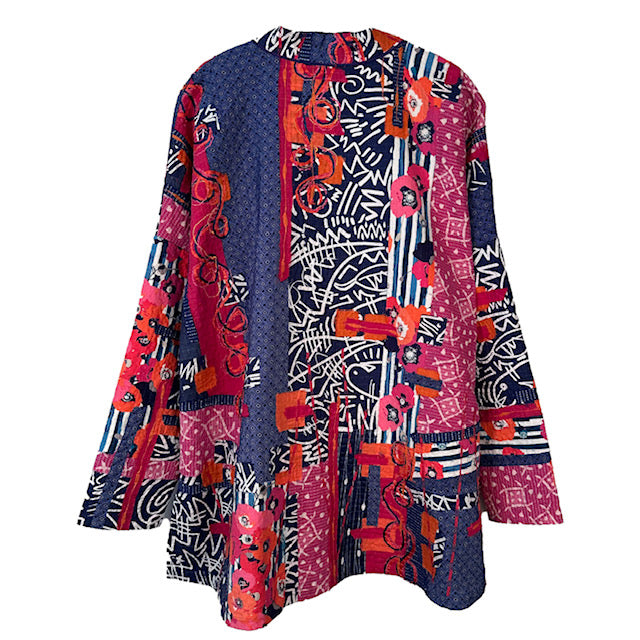 Diane Prekup Jacket, Serenade, Blue With Flowers, Blue/Red/Orange/White, L/XL