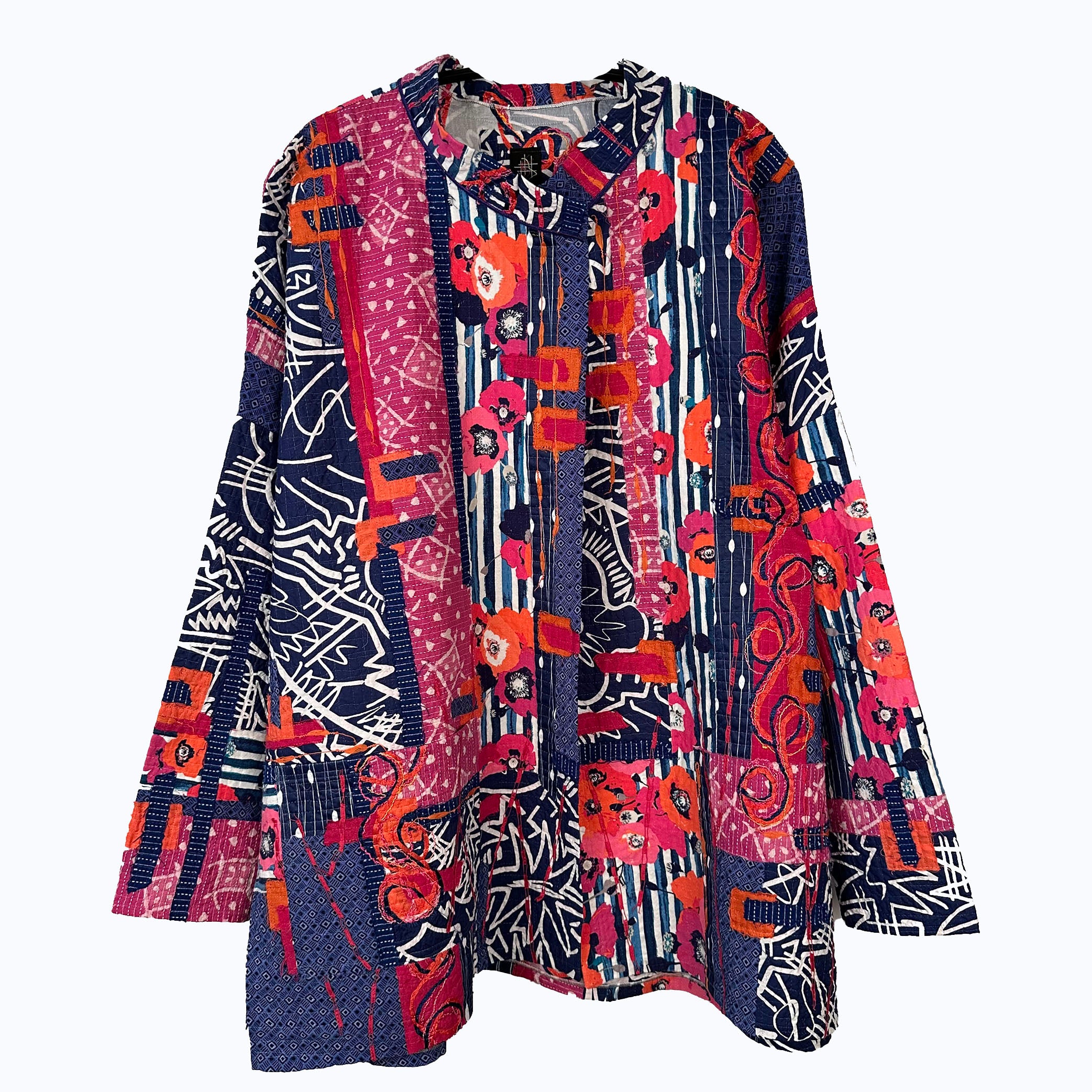 Diane Prekup Jacket, Serenade, Blue With Flowers, Blue/Red/Orange/White, L/XL