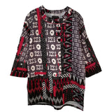 Diane Prekup Tunic, Haiku, Black/Red/Taupe IKAT, S