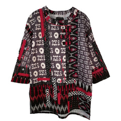 Diane Prekup Tunic, Haiku, Black/Red/Taupe IKAT, S
