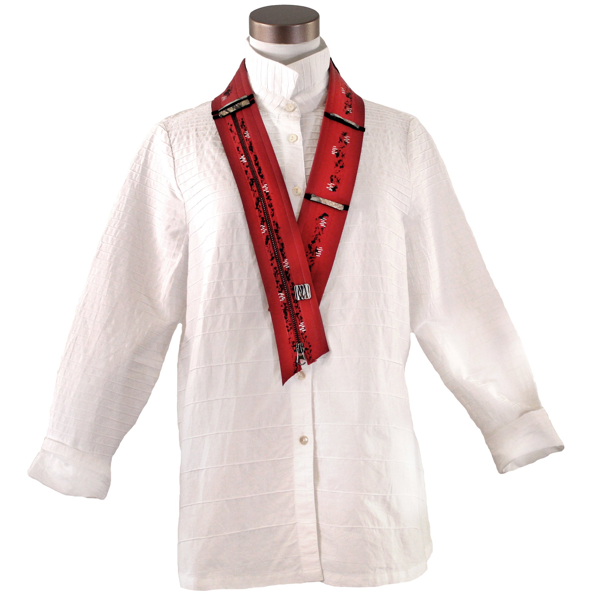 Onoura Scarf, Leather, Silver Teeth Among the Red