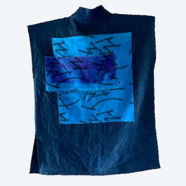 Joyce Wilkerson, Kyoto Vest, Undersea Graffiti, Turquoise/Navy, M