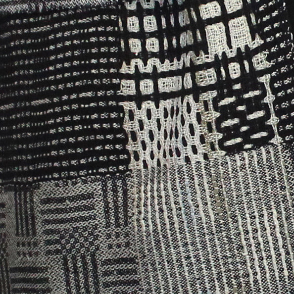 Muffy Young Shawl, Blocks and Damask, Black/White