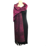 Muffy Young Shawl, Twill, Blocks, Fuchsia/Black