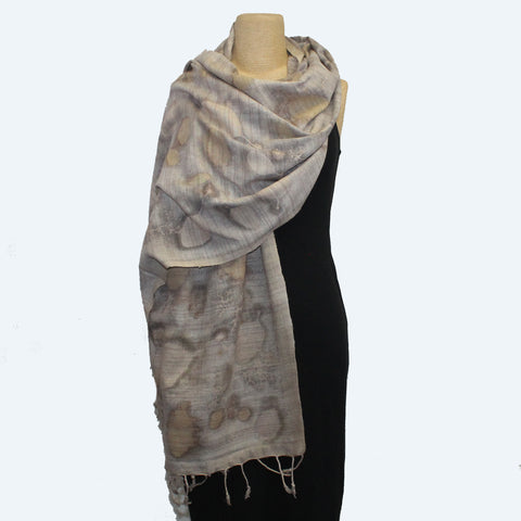 Nan Leaman Shawl, Botanical, Grey/Mauve