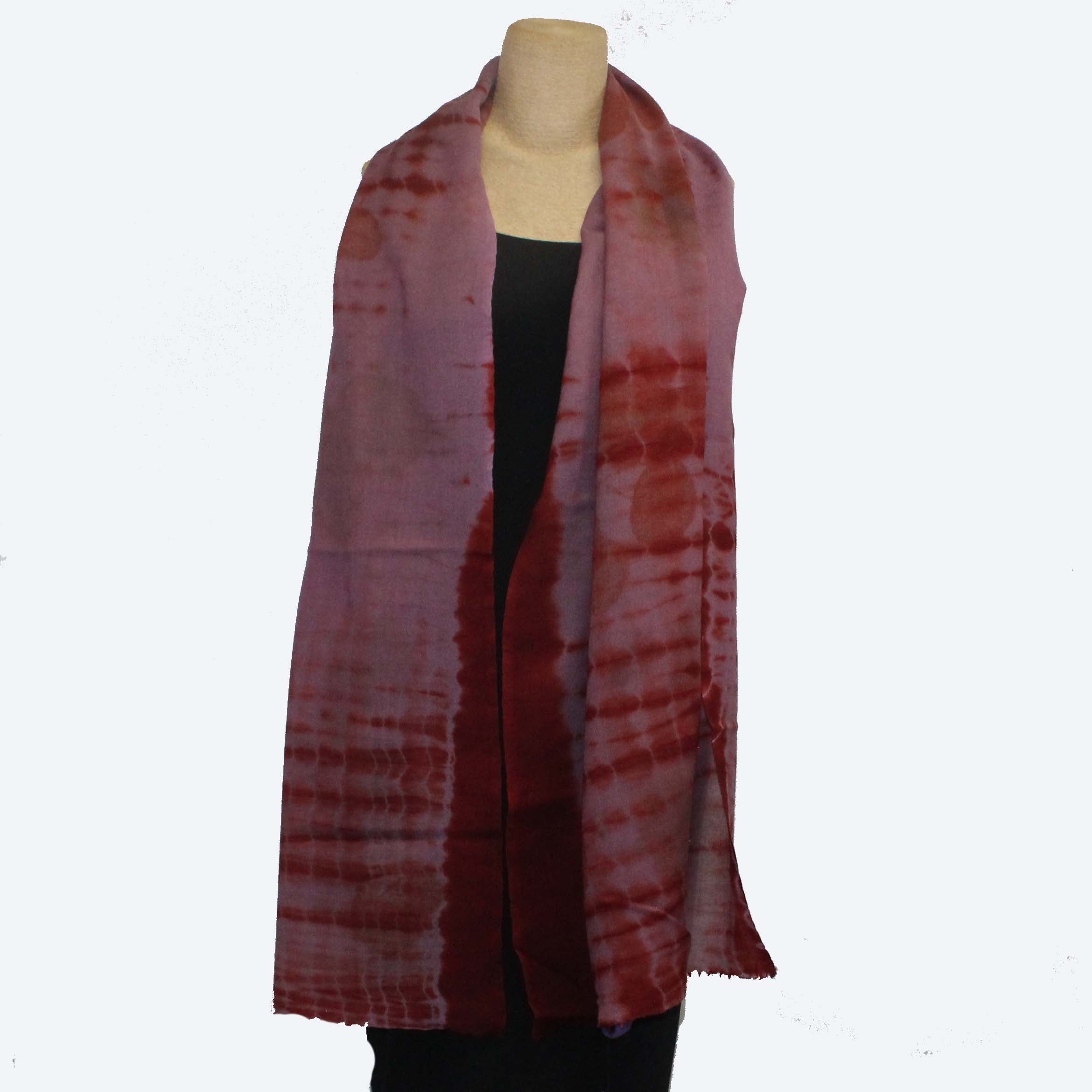 Nan Leaman Shawl, Botanical Printed, Purple/Rust/Burgundy