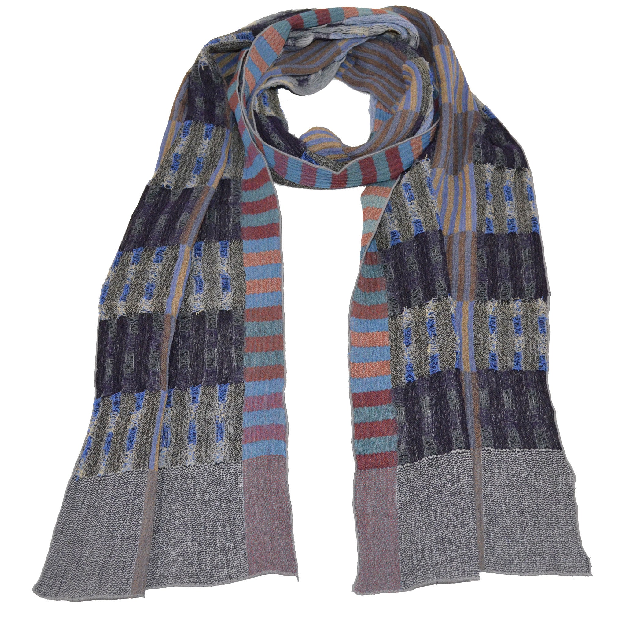 Nuno Shawl, Half Size, Rice Stubble, Blue