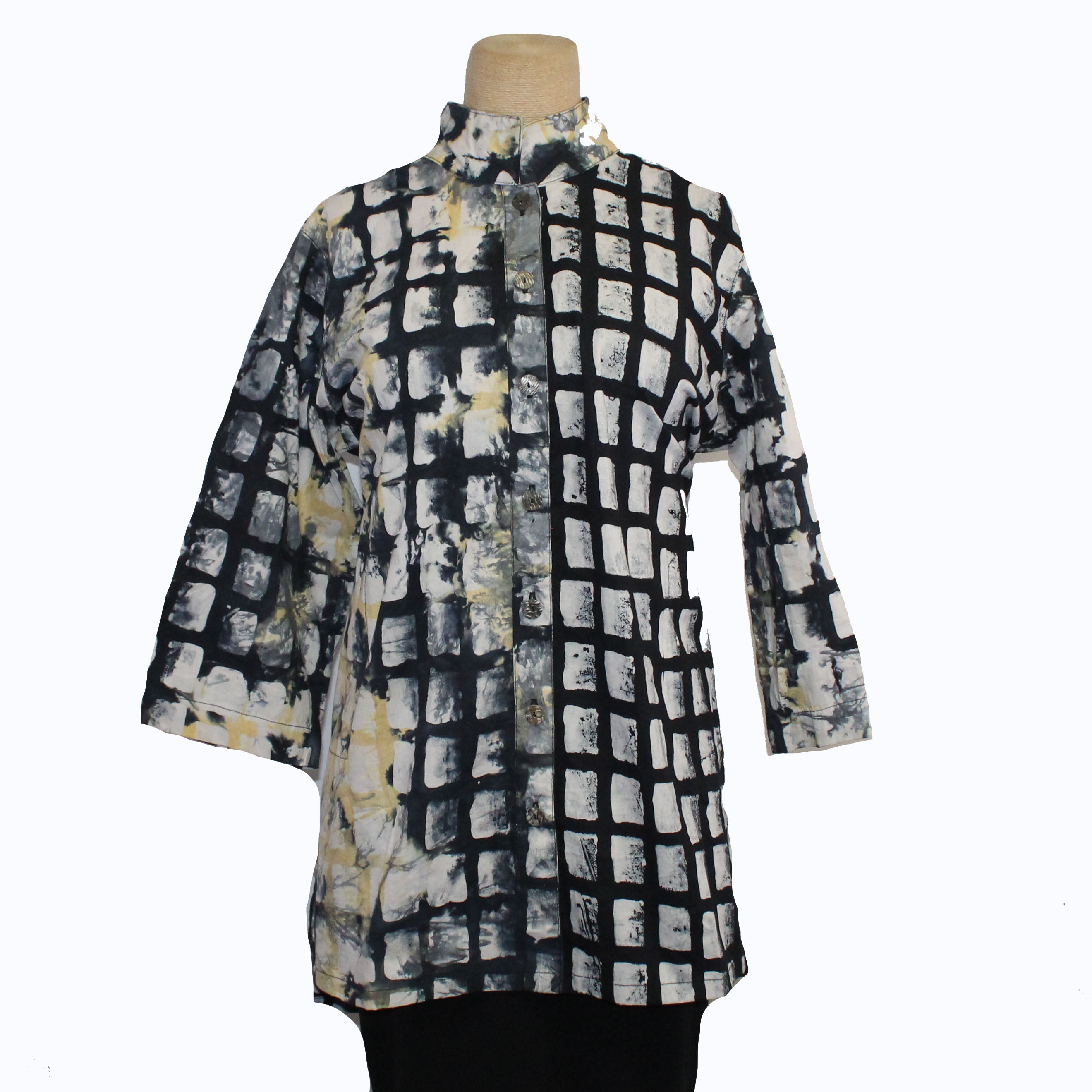 Adverb Shirt, Therefore, Boxy Clouds, Black/White/Yellow/Grey XL