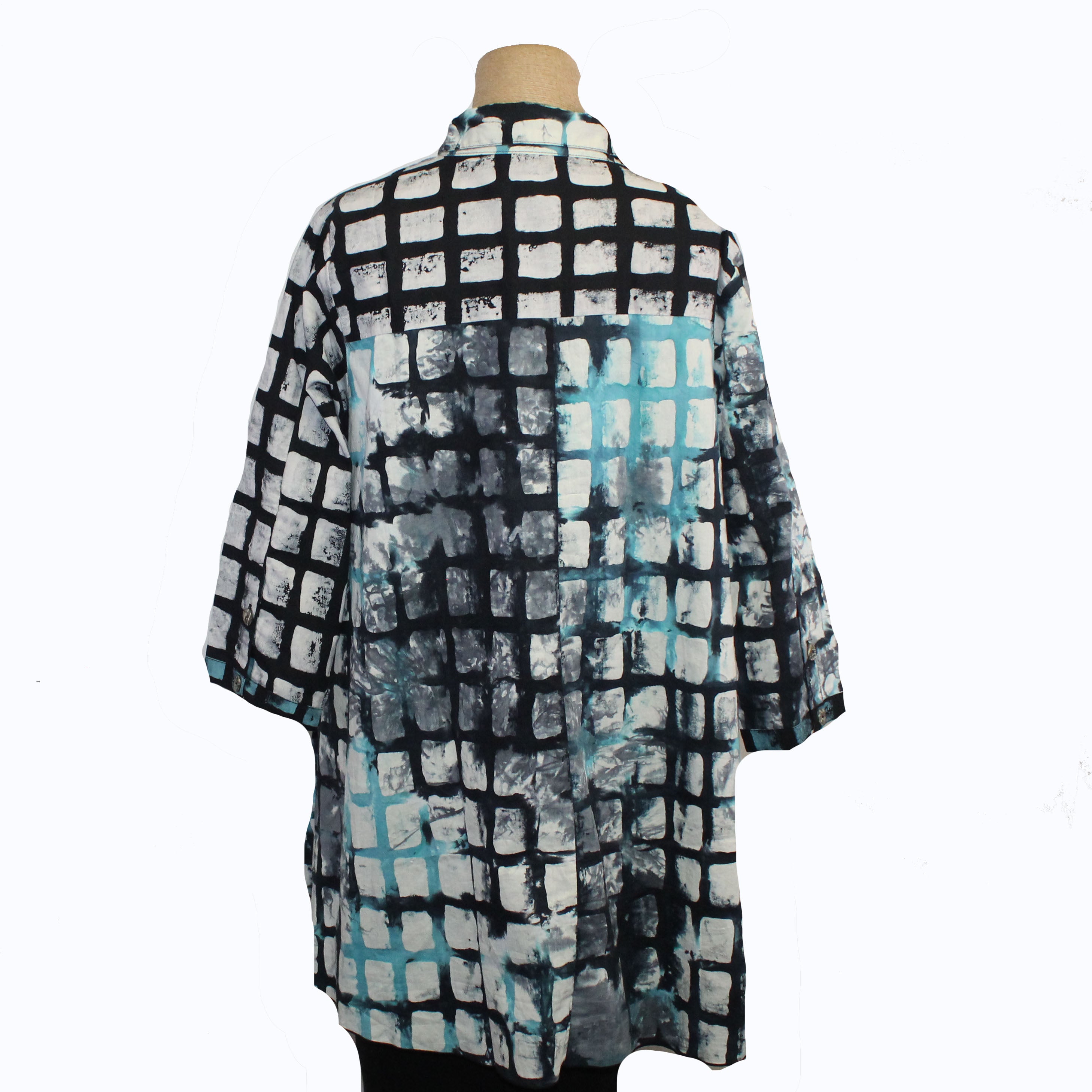 Adverb Shirt, Anywhere, Boxy Clouds, Black/White/Aqua/Grey S/M