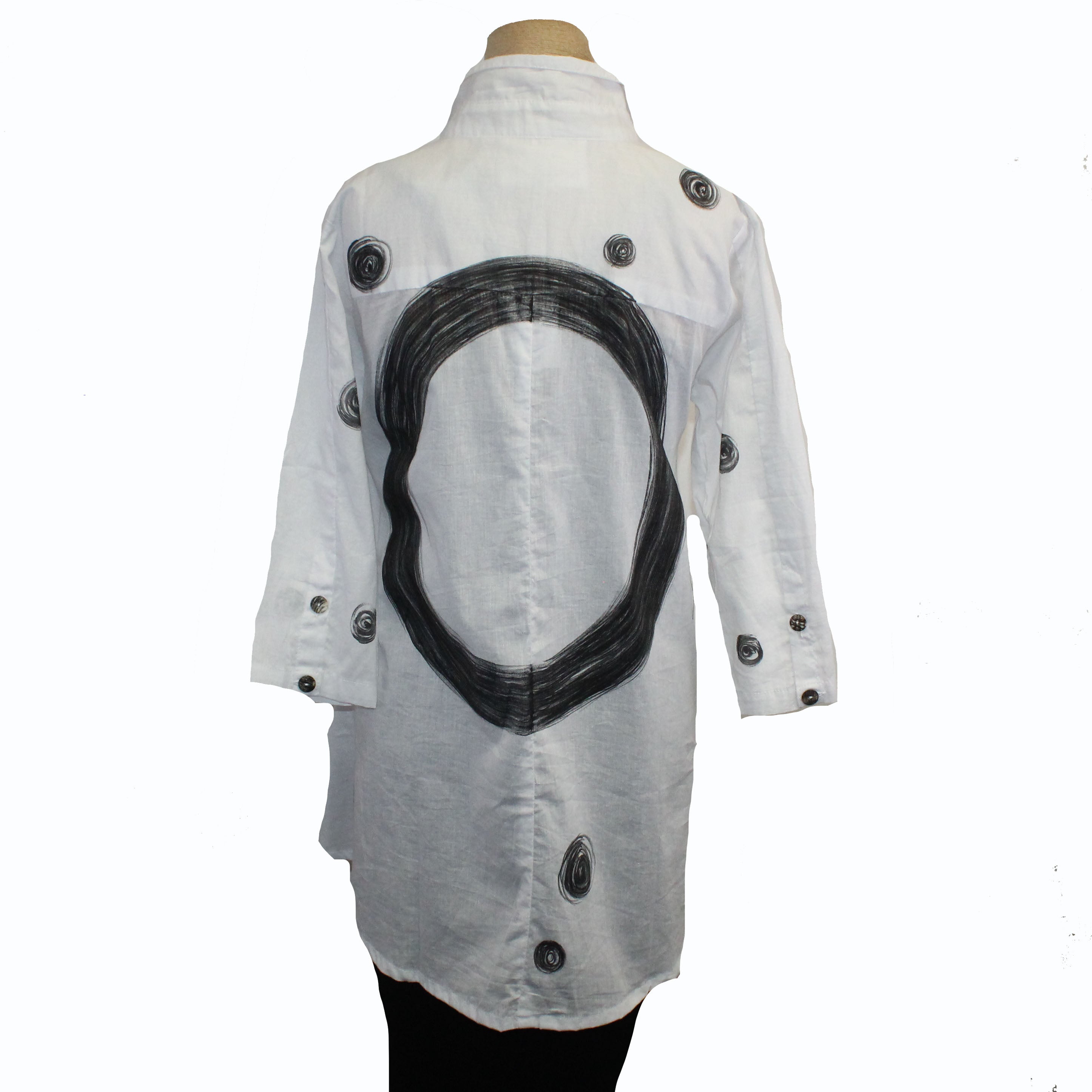 Adverb Shirt, Anywhere, Circles, White/Black XS