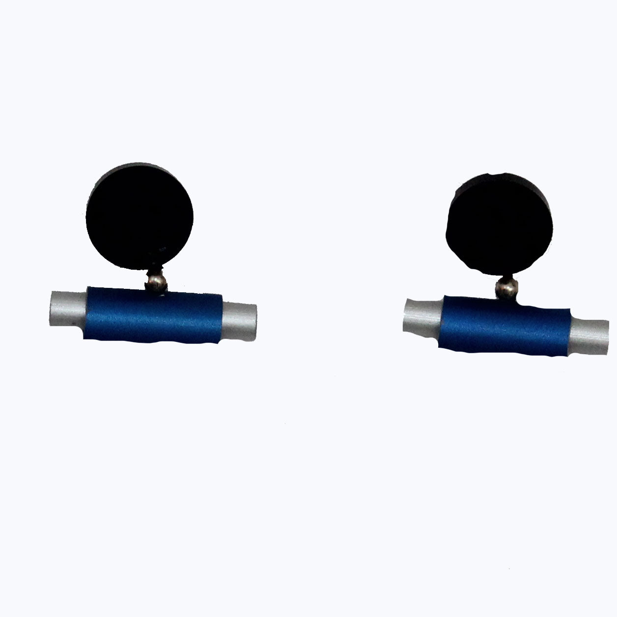 Christina Brampti Earrings, Tube in a Tube, Royal Blue/Silver