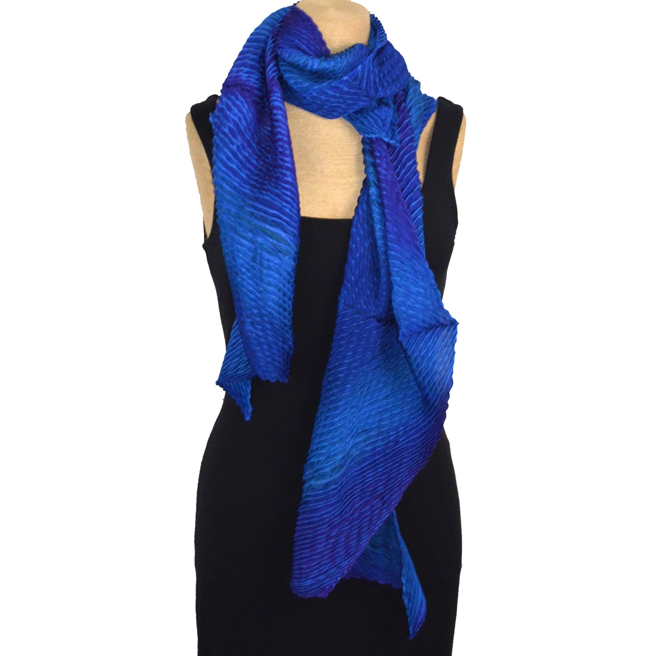 Cathayana Scarf, Zigzag, Blues