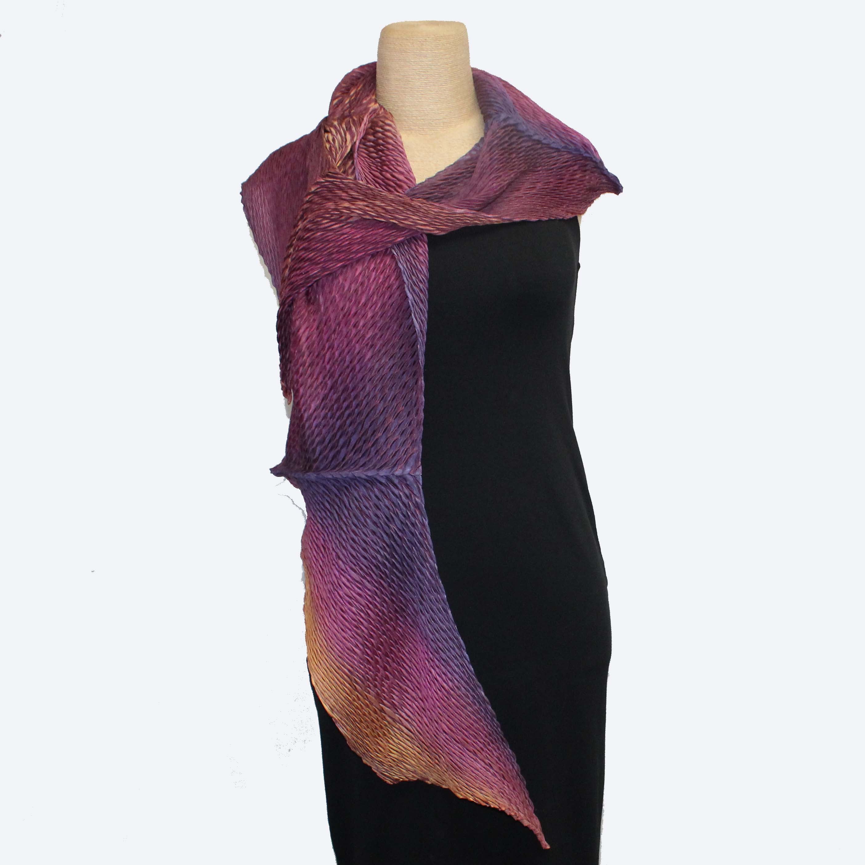 Cathayana Scarf, Zigzag, Purple/Mauve/Golden Yellow
