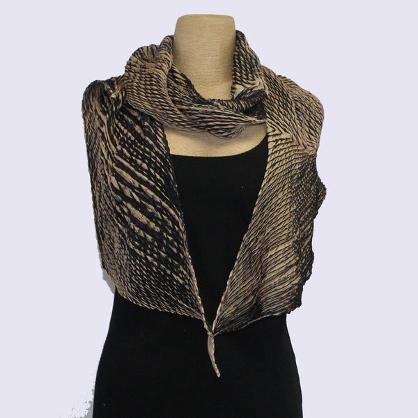 Cathayana Scarf, Zigzag, Black/Beige