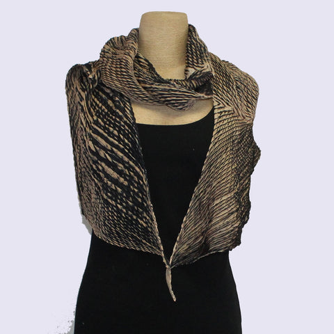 Cathayana Scarf, Zigzag, Black/Beige