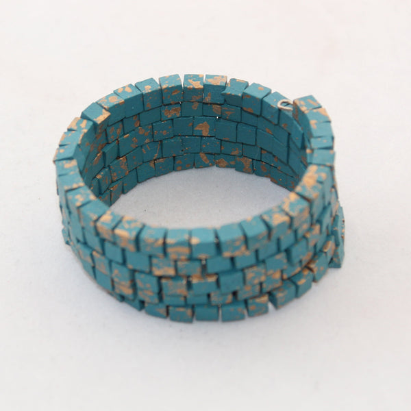 Jianhui London Bracelet, Snake, Teal/Gold