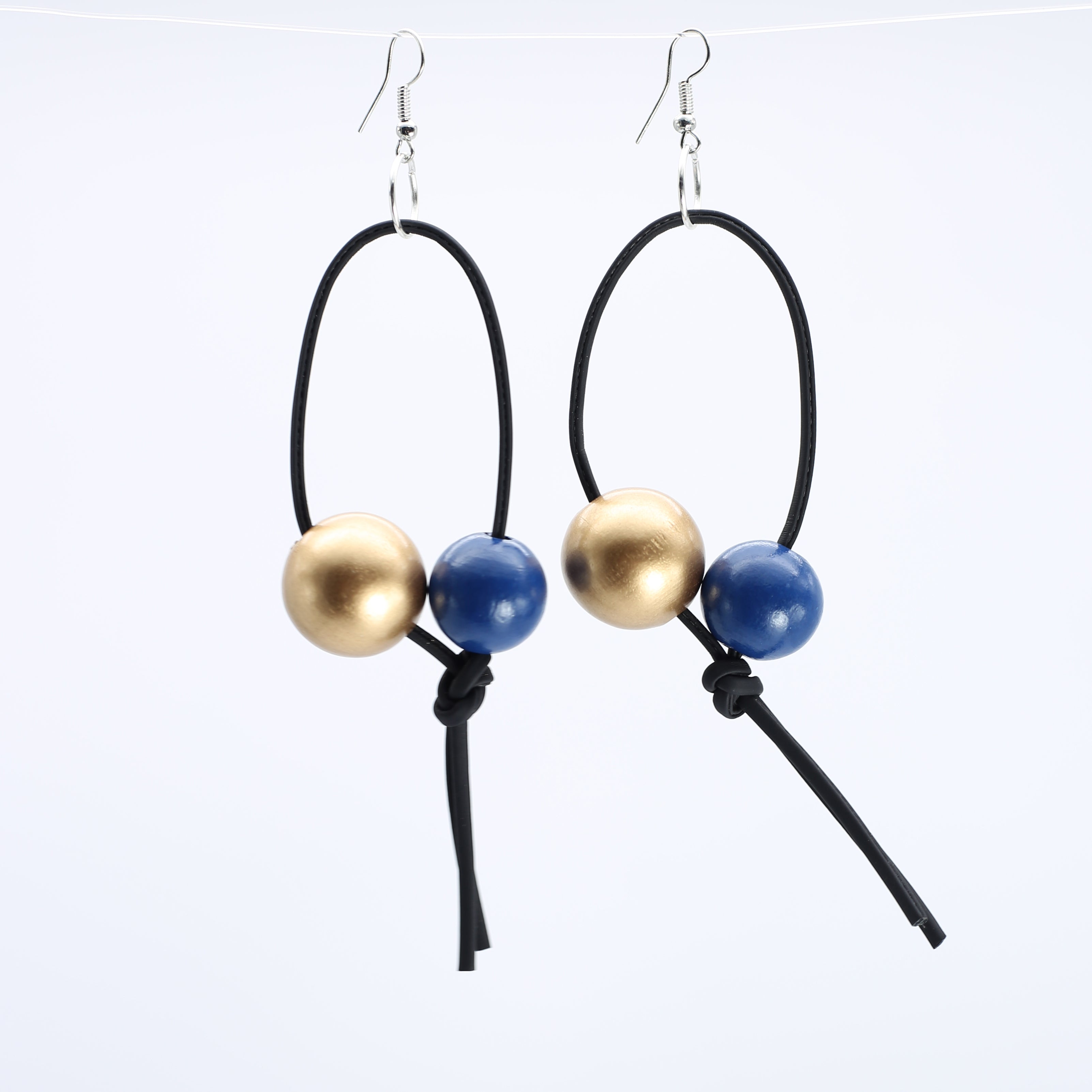 Jianhui London Loop Earrings, Cobalt Blue/Gold
