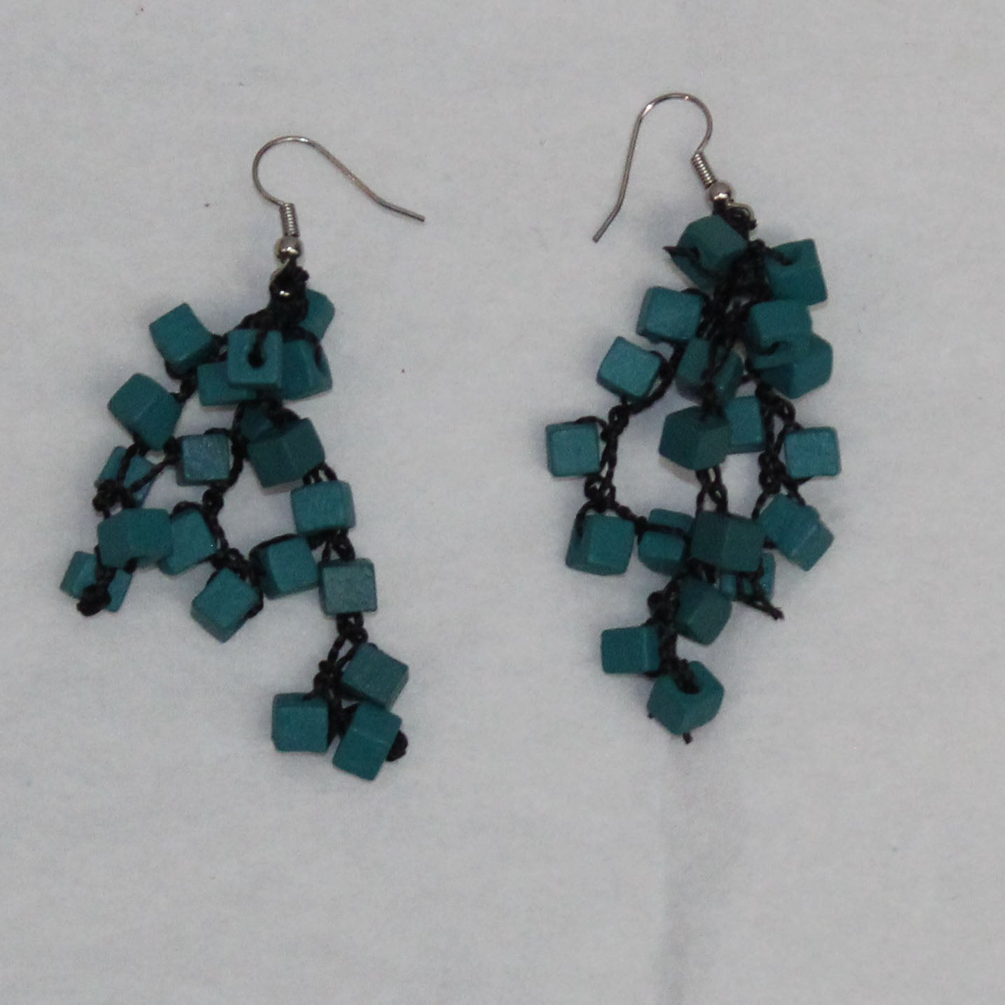 Jianhui London Earrings, Cubes, Teal