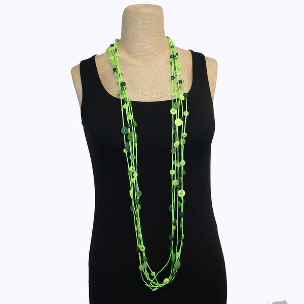 Jianhui London Necklace, 5 Strand, Buttons, Green