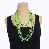 Jianhui London Necklace, 5 Strand, Buttons, Green