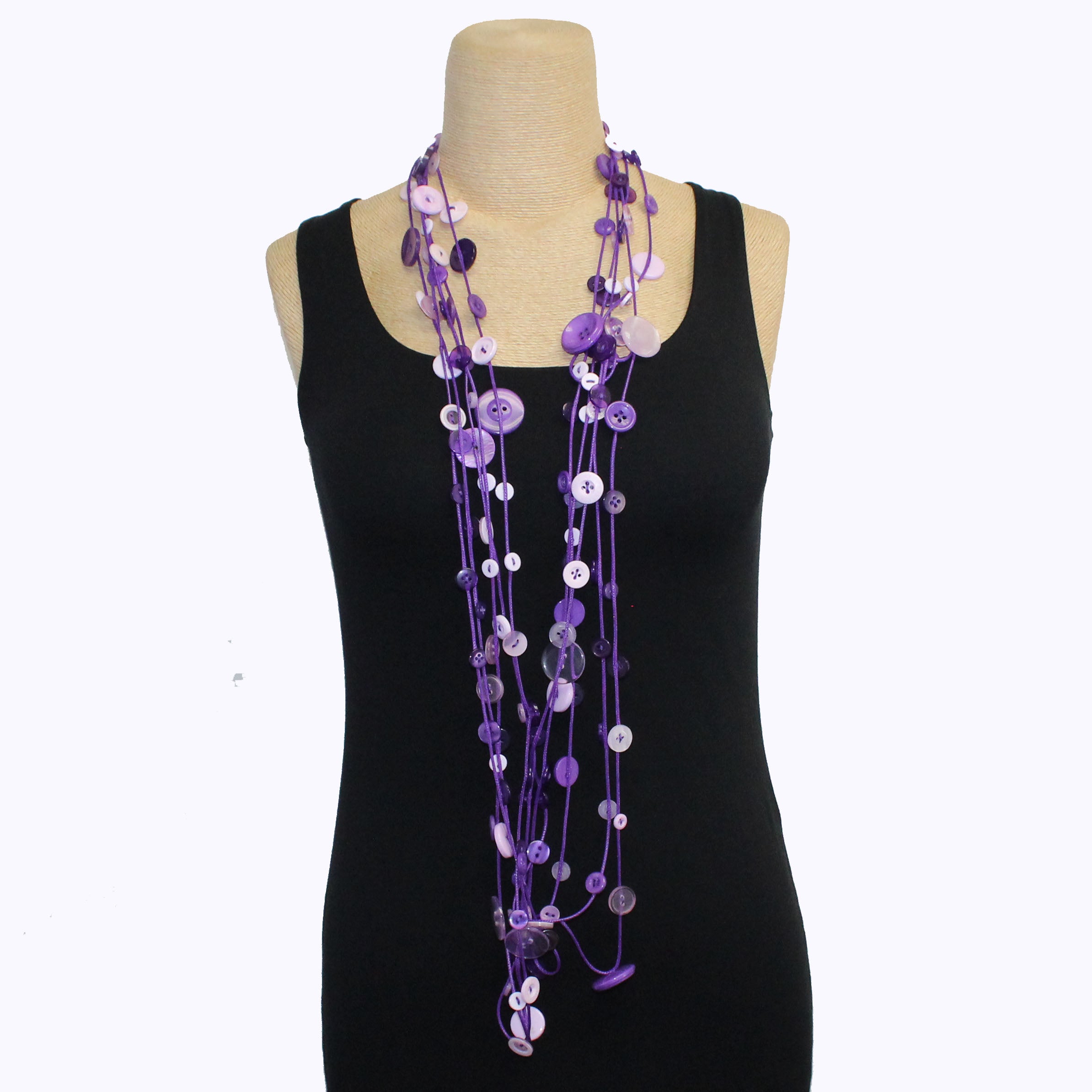 Jianhui London Necklace, 5 Strand, Buttons, Purple