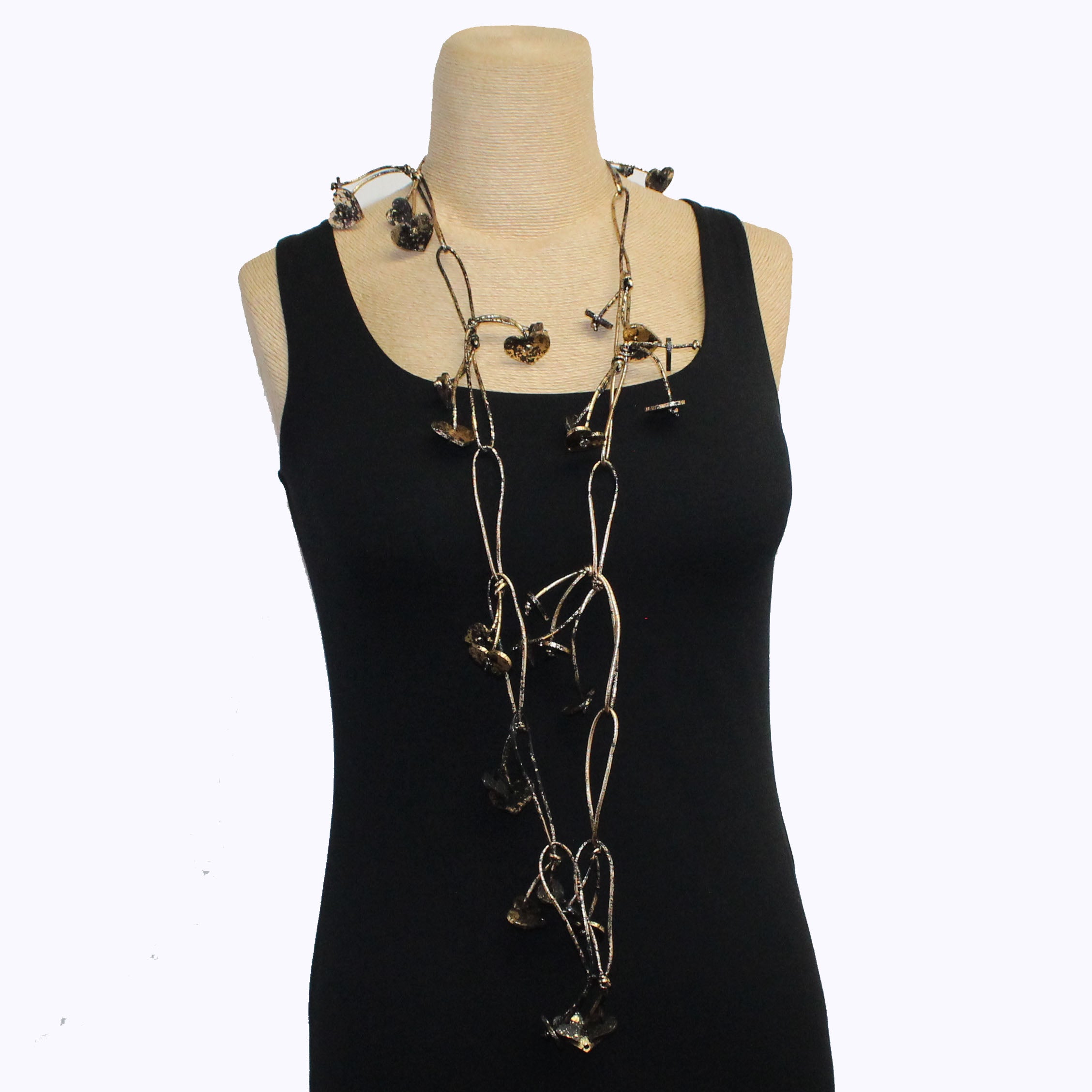 Jianhui London Necklace, Hearts, Gilded Gold/Black