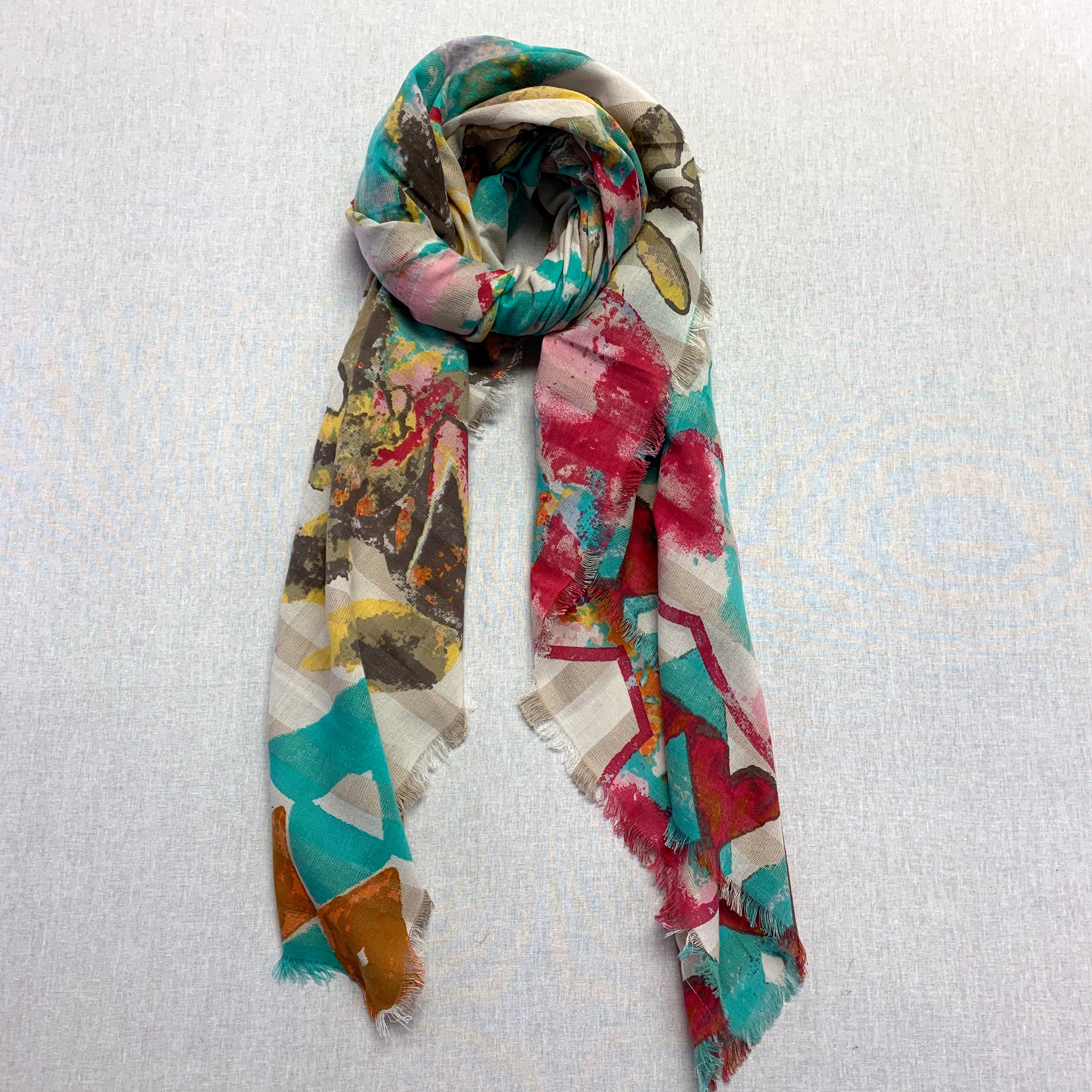 Kala Scarf, Brick Red/Blue