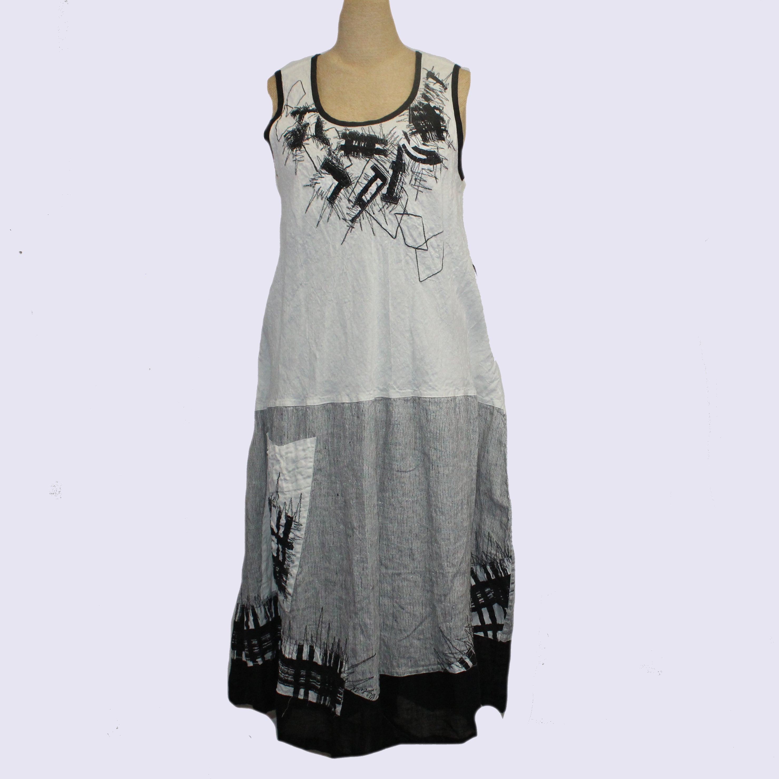 Mara Gibbucci Dress, White/Black, S