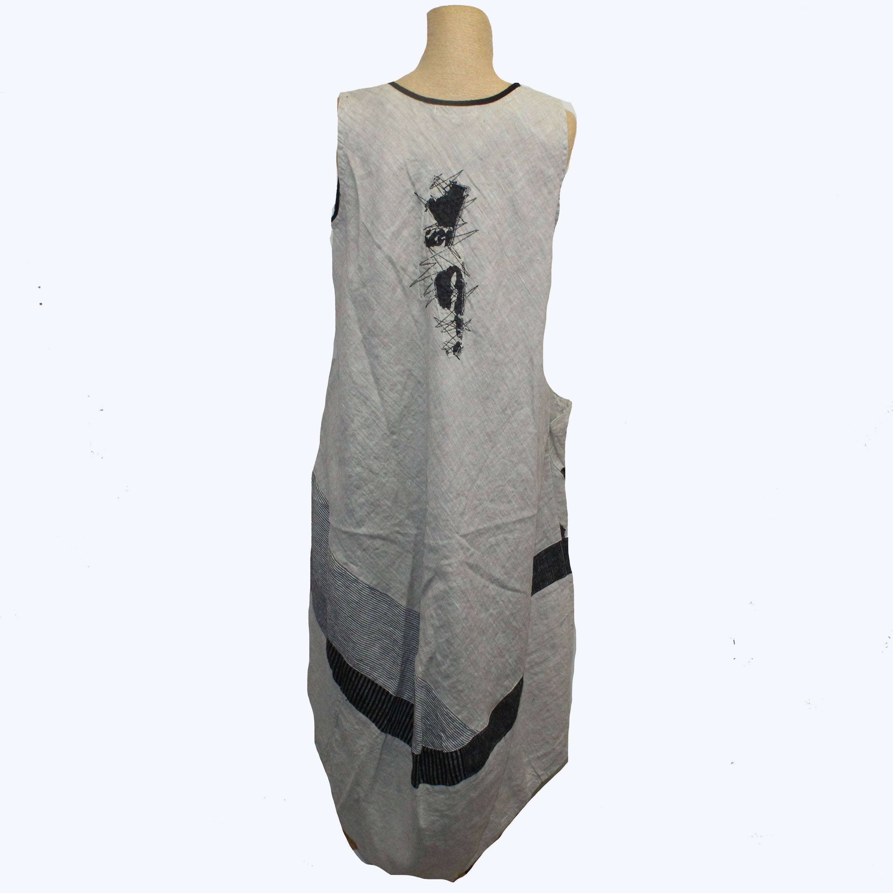 Mara Gibbucci Dress, Sleeveless, Natural/Black Print S