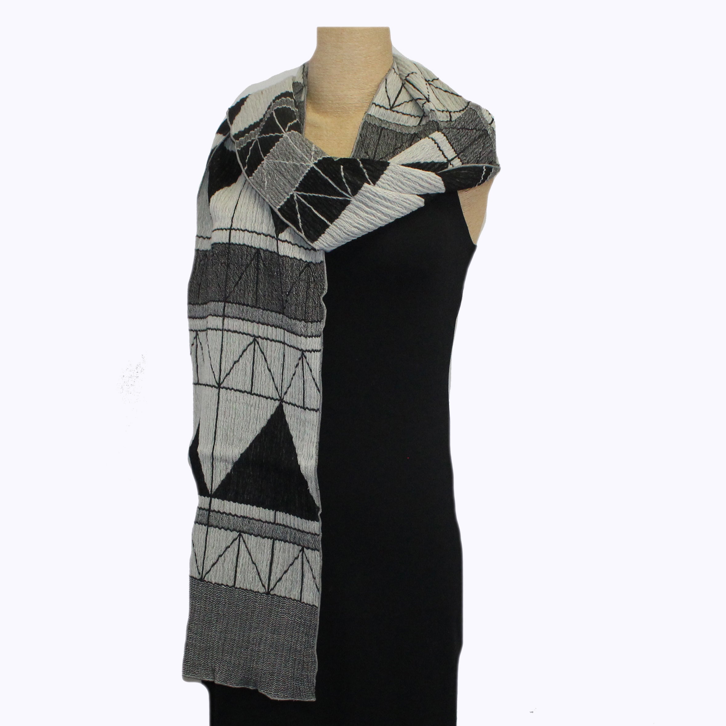 Nuno Shawl, Half Size, Fold Away, Natural/Black