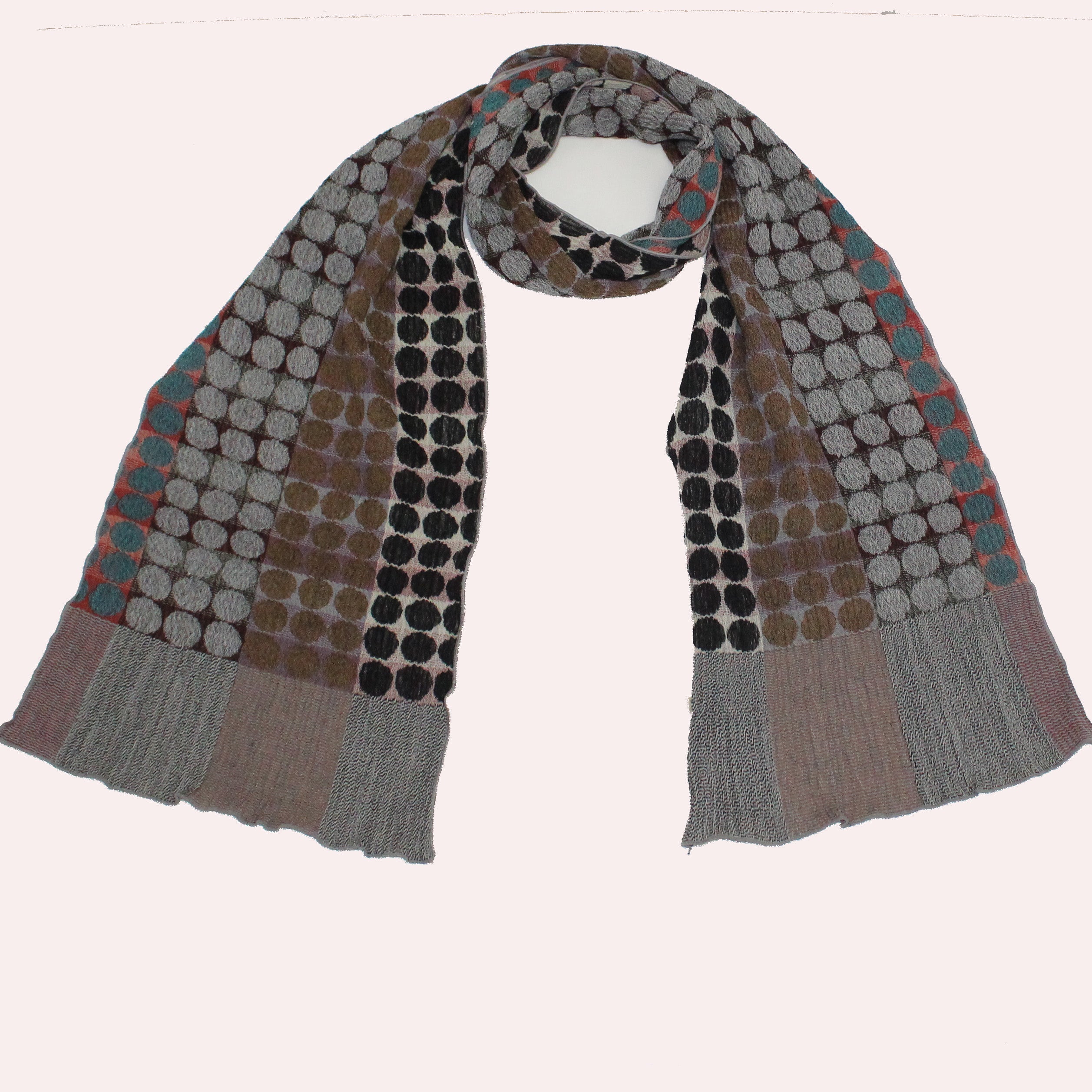 Nuno Shawl, Half Size, Circle Bricks, Red Mix