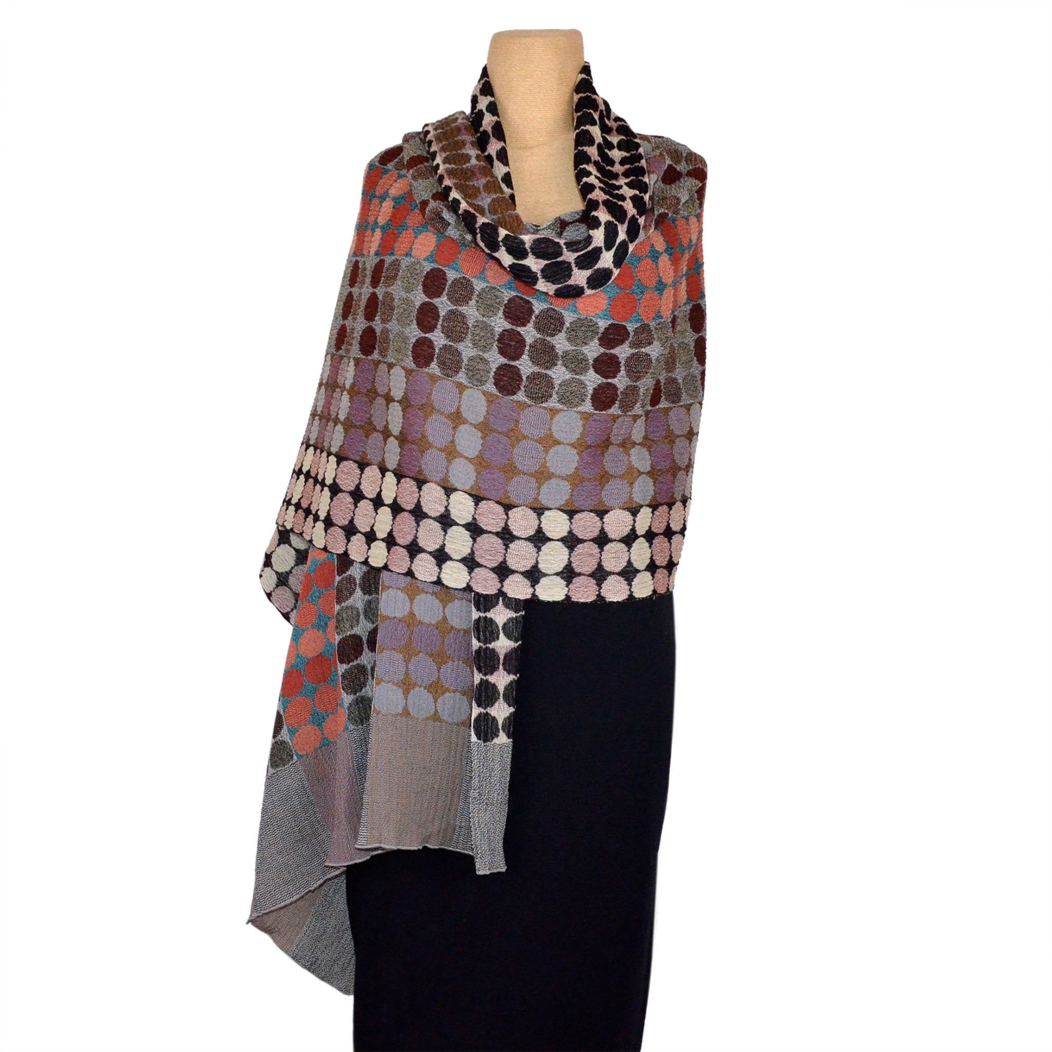 Nuno Shawl, Circle Bricks, Red Mix