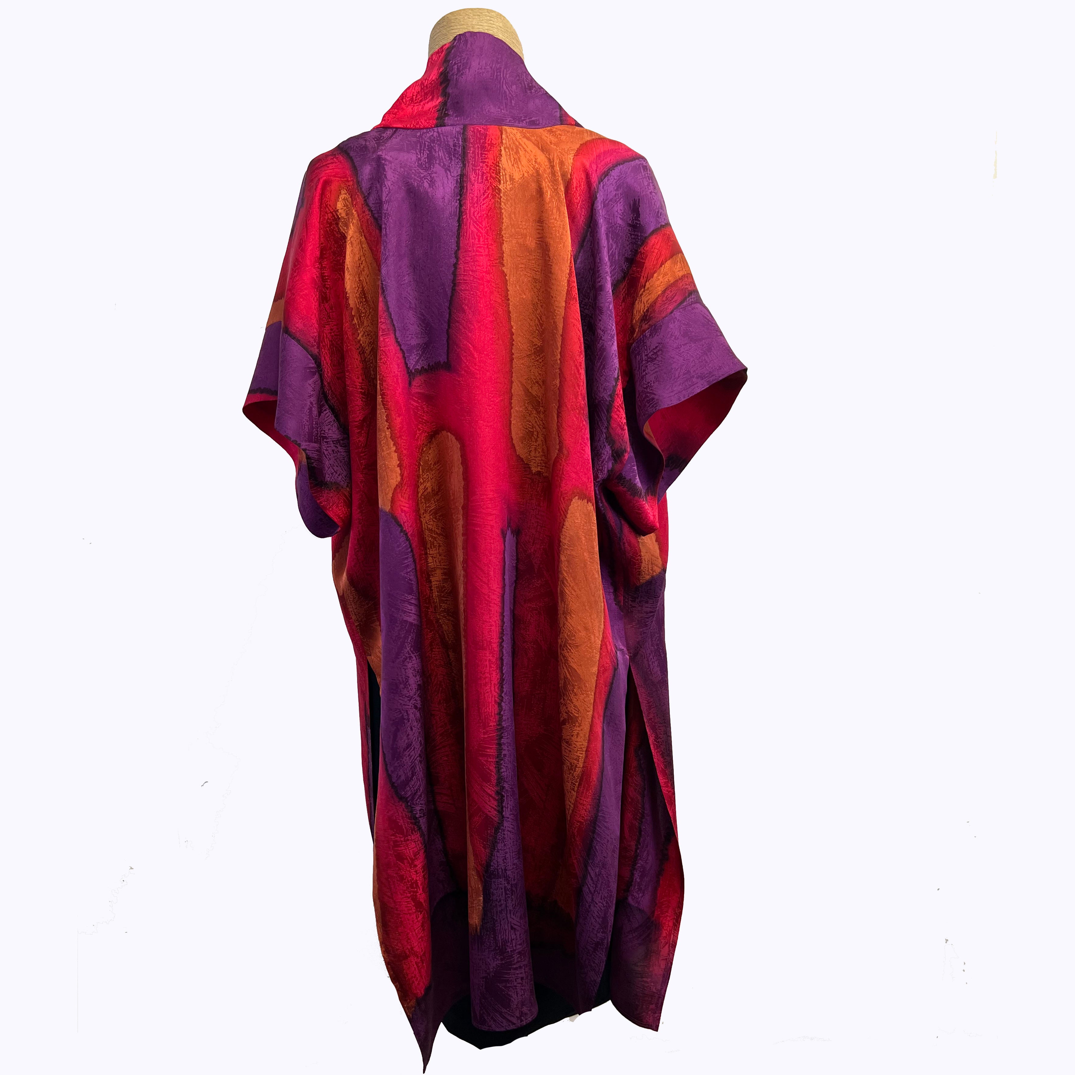 Teri Jo Summer Kimono, Rhapsody, Rouge/Violet/Amber, OS Fits S-XL
