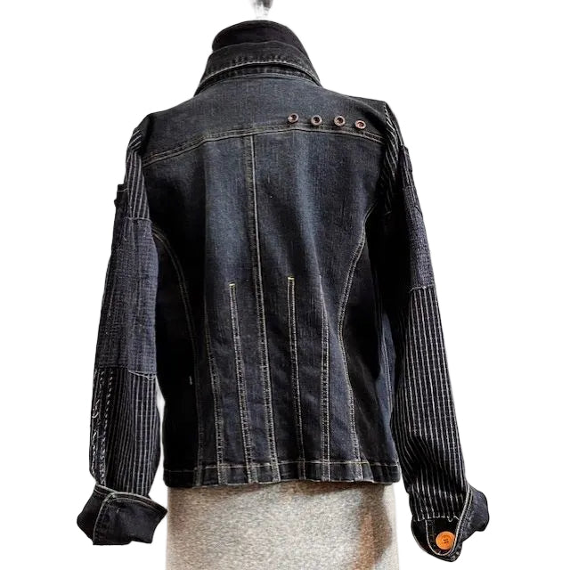 Catherine Bacon Cardigan, Wump, Boro Sleeves, Dark Indigo Denim, S/M
