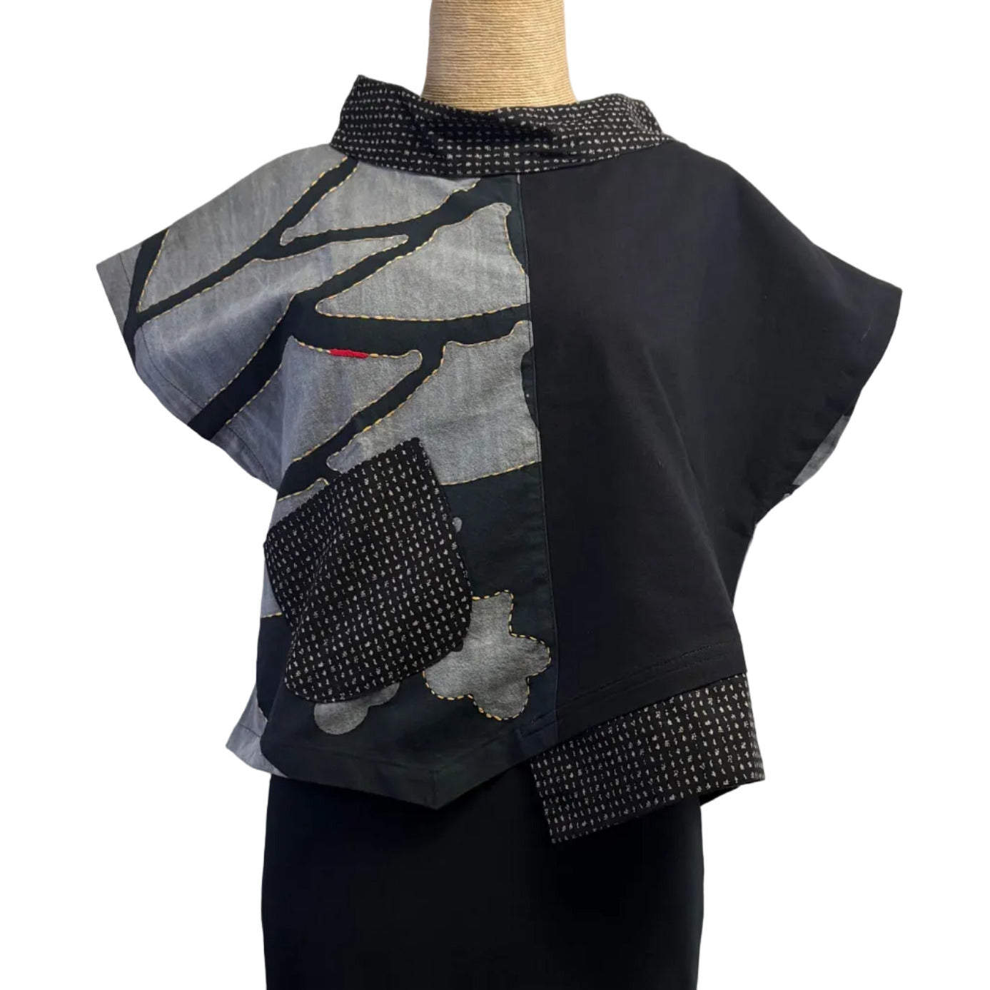 Yaza Topper, Mock Neck, Black XS/S