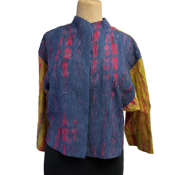 Neeru Kumar Jacket, Short, Blue/Chartreuse/Fuchsia XS
