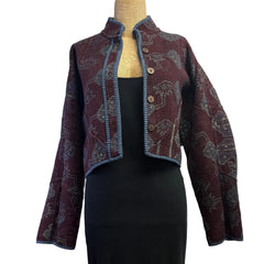 NAMAI Kantha Jacket, Reversible, Kaira Indigo, Burgundy/Tan, S/M