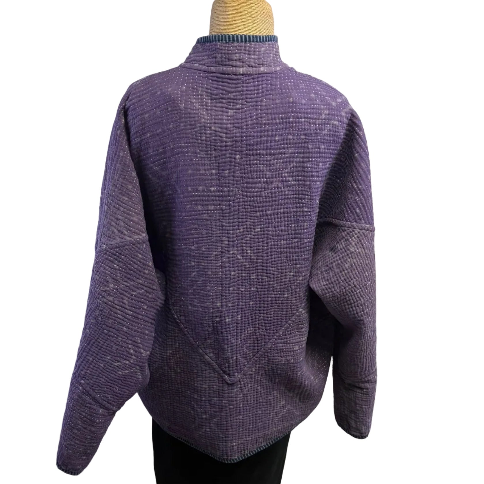 NAMAI Kantha Jacket, Reversible, Ladhiya Patchwork, Purple/Blue, M/L