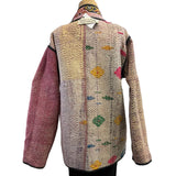 Woman To Women Kantha Jacket, Reversible, Red/Salmon/Pink/Yellow, L
