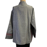 Sudarshan Kimono Jacket, Grey/Gold Pinstripe, M/L