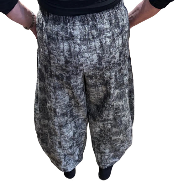 Dress To Kill Pant, Abstract Puzzle, Charcoal Grey/Silver S/M & M/XL