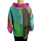 Andrea Geer Crop Top, Funnel Neck, Magenta/Green/Olive, S