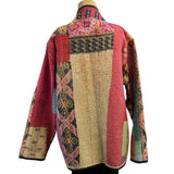 Woman To Women Kantha Jacket, Reversible, Red/Salmon/Pink/Yellow, L