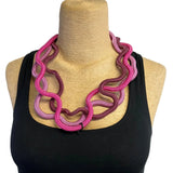 Christina Brampti Necklace, Triple Cord, Pink/Magenta/Burgundy