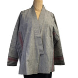 Sudarshan Kimono Jacket, Grey/Gold Pinstripe, M/L