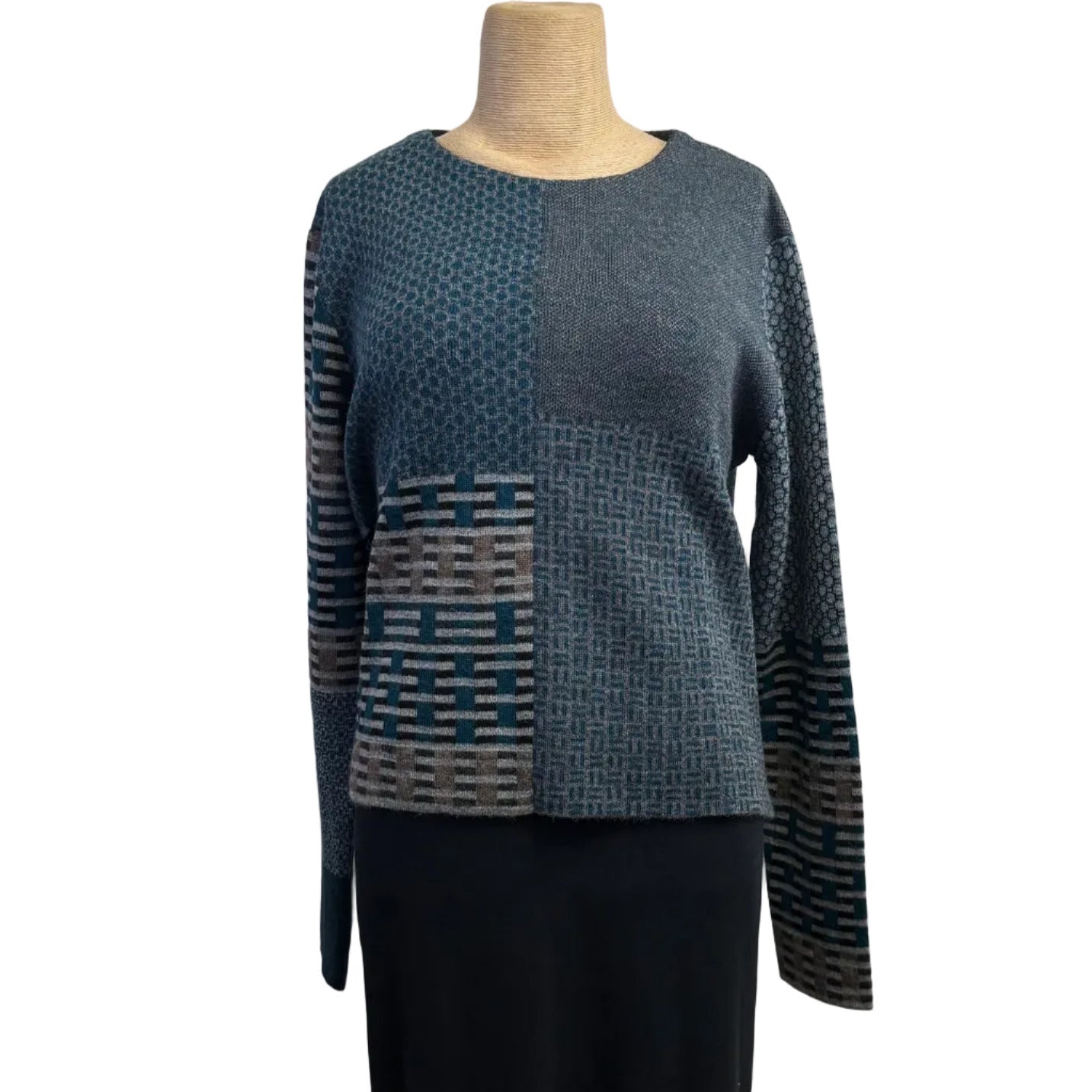 Beyond Threads Pullover, Pique Patch, Dusk, Teal/Brown/Natural XS, S & M