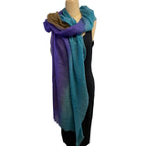 Mirror in the Sky, Shawl, Stripes, Violet/Oak/Ocean