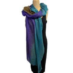 Mirror in the Sky, Shawl, Stripes, Violet/Oak/Ocean