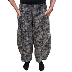 Dress To Kill Pant, Abstract Puzzle, Charcoal Grey/Silver S/M & M/XL